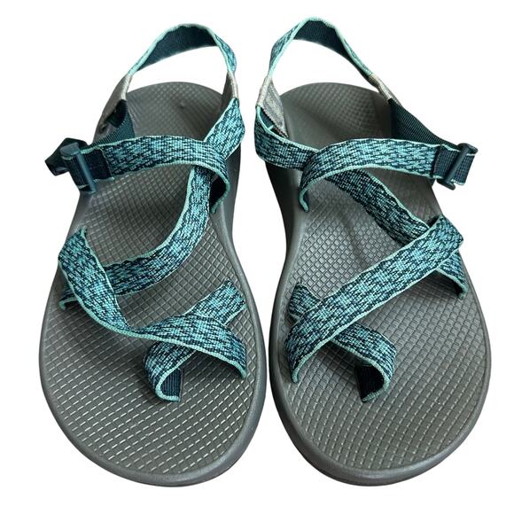 Chaco Gray/Turquoise Blue Sandals-  Men's 9 - Picture 1 of 9